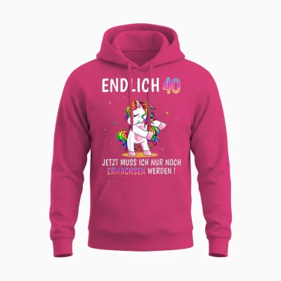 40 Geburtstag Frau Frauen Party Outfit Lustiges Einhorn Unisex Hoodie - Heliconia
