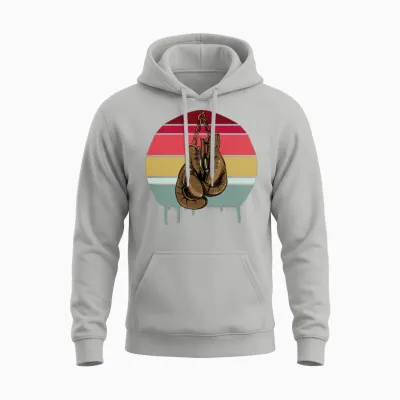Boxing Gloves Retro Unisex Hoodie - Ash