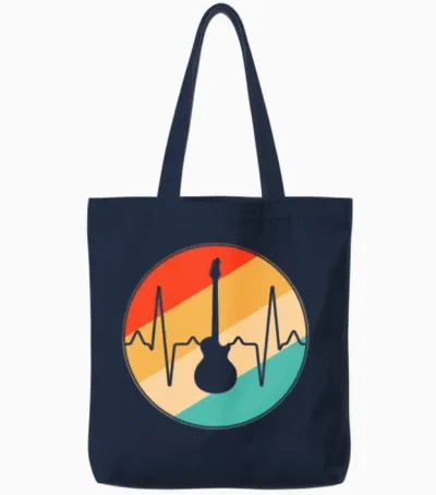 Rock Retro Heartbeat Tote Bags - Navy