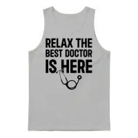 Relax the Best Doctor Is Here - Funny Doctor Quote Unisex Tank Top - Ash – 1