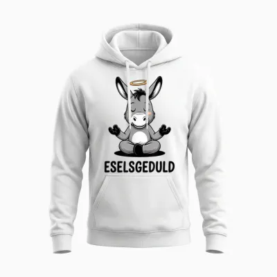 Eselsgeduld Lustiger Meditierender Esel Yoga Unisex Hoodie - White