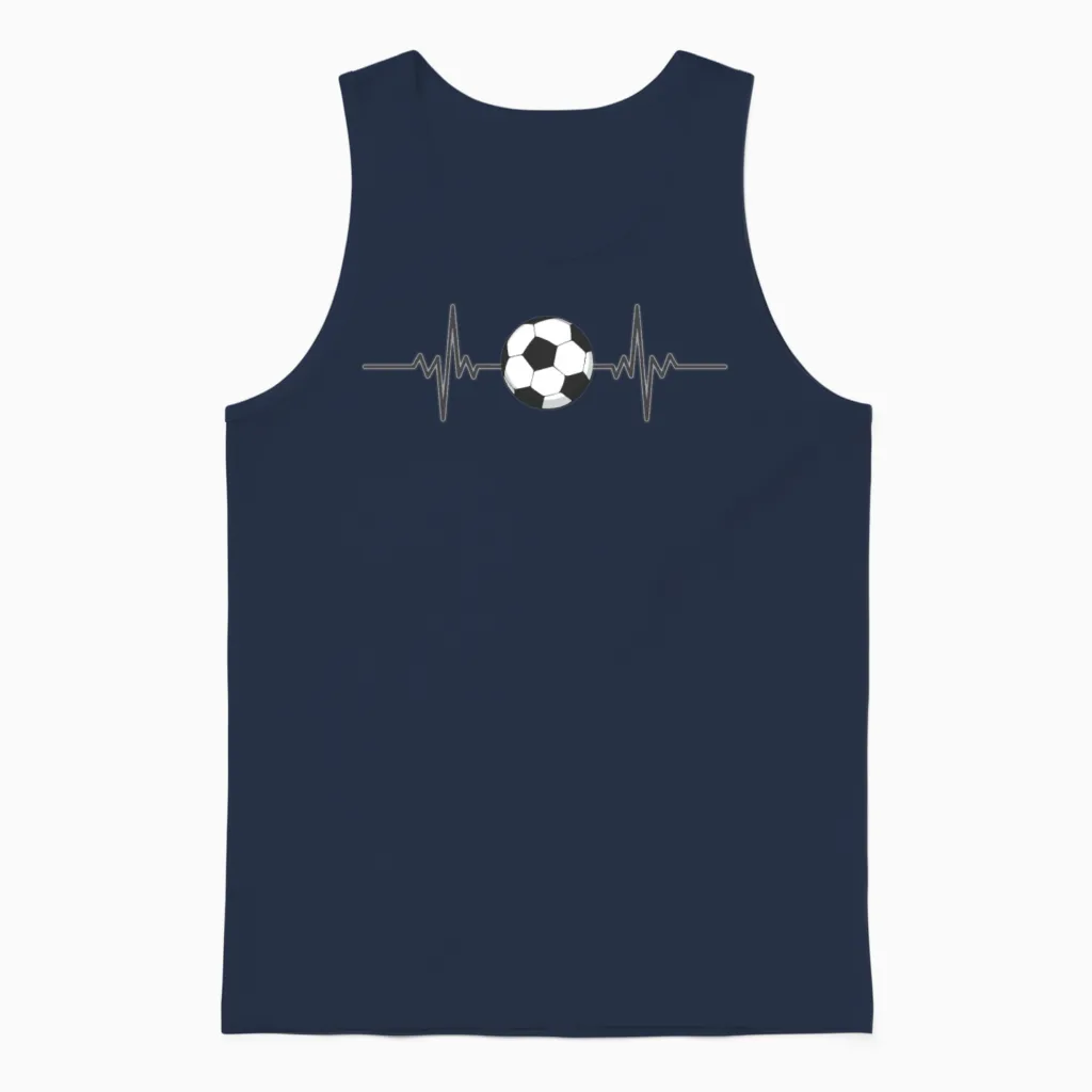 Soccer Heartbeat Soccer Ball Heartbeat Soccer Gift Unisex Tank Top in Navy