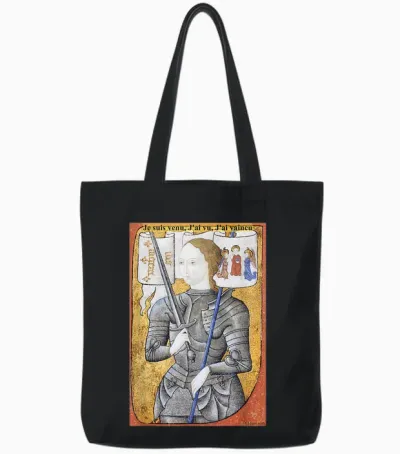 Joan of Arc, Patron Saint of France Tote Bags - Black