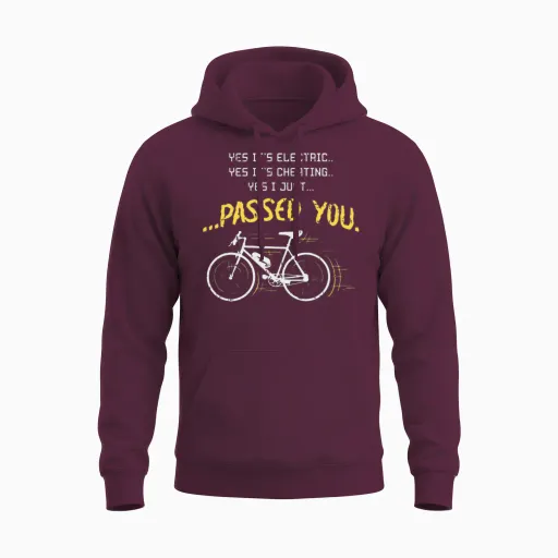 Electric Bike Funny Quote Memes & Humor Gift Unisex Hoodie in Maroon