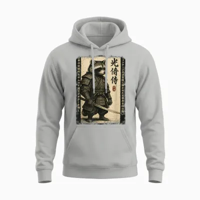 Graphique Anime Pour Homme, Samouraï Japonais Raton Laveur Unisex Hoodie - Ash