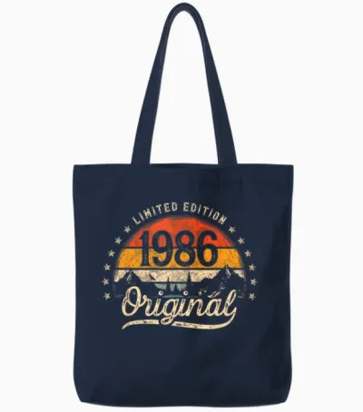 Limited Edition Vintage 1986 Man 39th Birthday Tote Bags - Navy