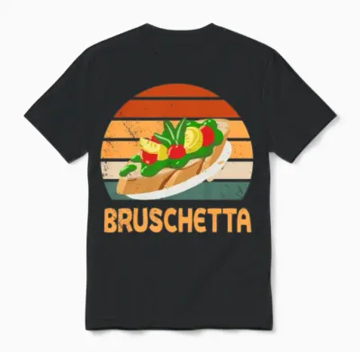 Retro Bruschetta Design Unisex T-Shirt - Black