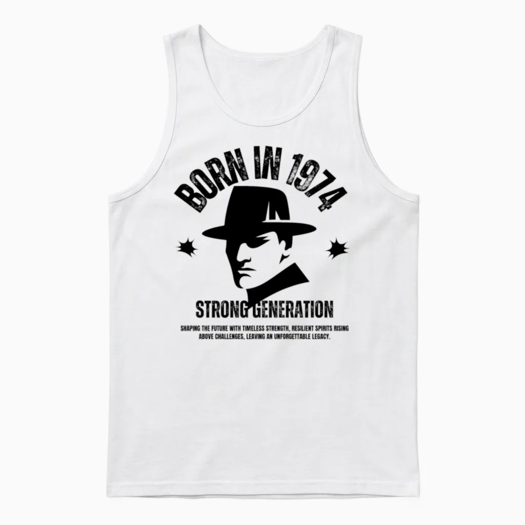 Born in 1974- Strong Generation-Legends Unisex Tank Top in White