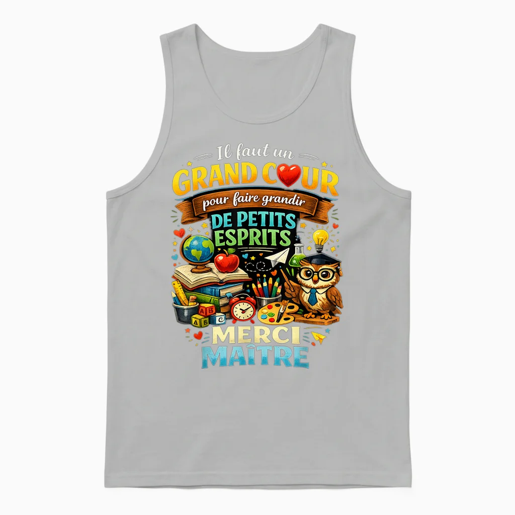 Cadeau Maître école Fin D'année Enseignant Grand Cœur Merci Unisex Tank Top in Ash