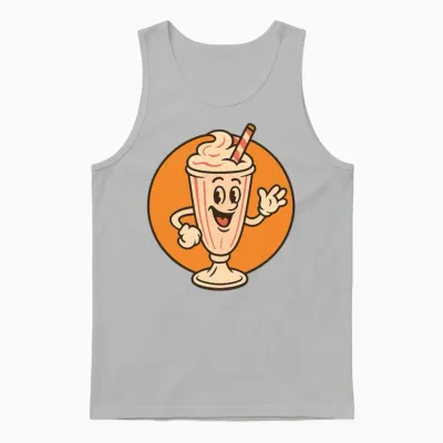 Retro Milkshake Mascot Unisex Tank Top - Ash
