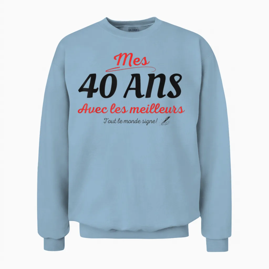 To Sign 40 Years Anniversary Gift Anniv 40 Years Signature T-Shirt, White, S Unisex Sweatshirt in Light Blue