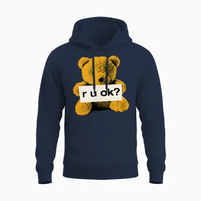 Official Yungblud Teddy R U Ok? Black Unisex Hoodie - Navy