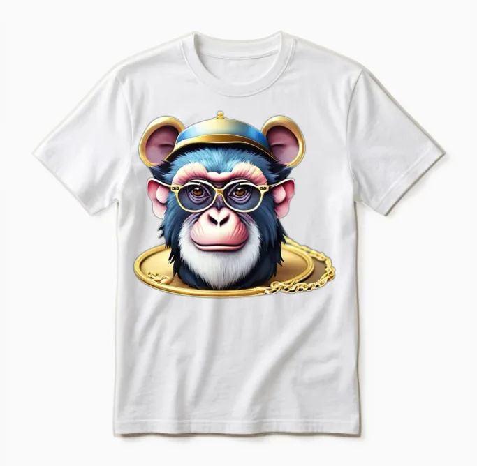 Rich Blue Monkey Unisex T-Shirt in White