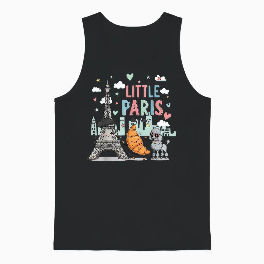 Little Paris Eiffel Tower Travel Souvenir Children's Unisex Tank Top in Black