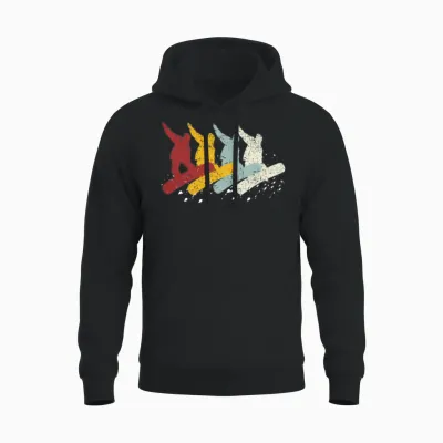 Vintage Snowboarding Retro Snowboard Unisex Hoodie - Black