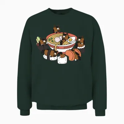 Horse Ramen Sushi Unisex Sweatshirt - Forest