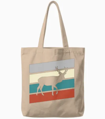 Deer Retro Tote Bags - Natural