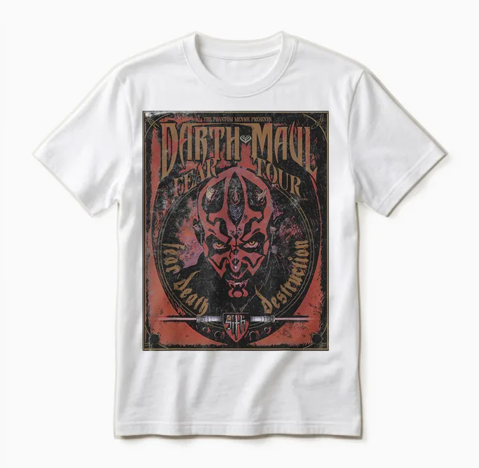 Star Wars Darth Maul Fear Tour Band Unisex T-Shirt in White