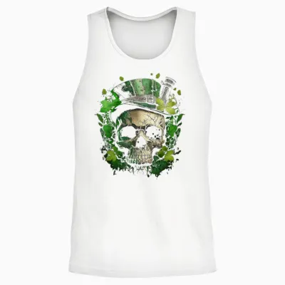 Irish Dark Luck St Patricks Day Skull Unisex Tank Top - White