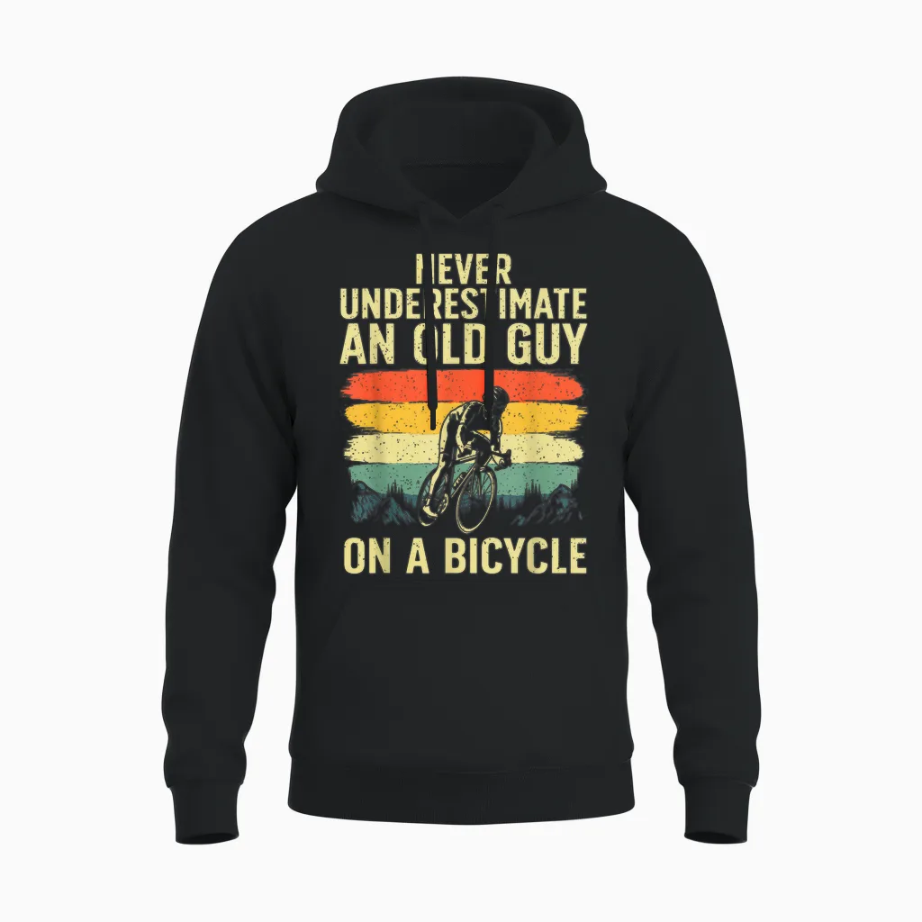 Cool Cycling Art for Men Grandpa Bicycle Riding Cycle Racing Unisex Hoodie in Black