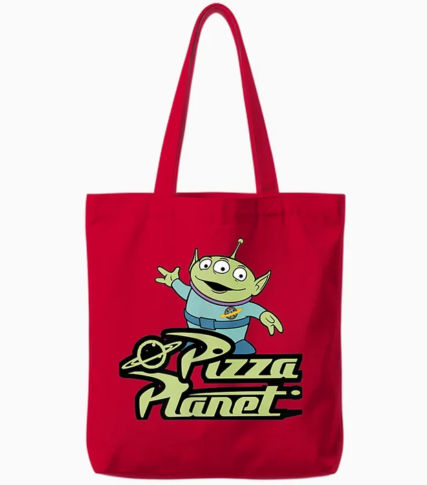 Disney Pixar Toy Story Alien Pizza Planet Classic Tote Bags in Red