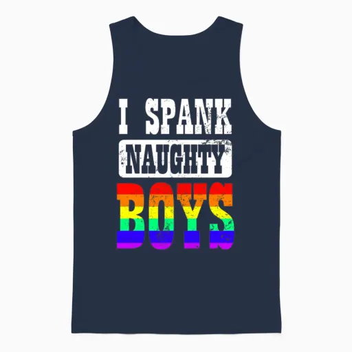 Gay Daddy I Spank Naughty Boys Gift Unisex Tank Top in Navy