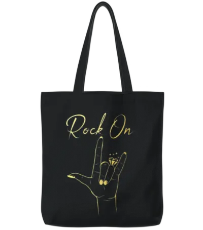 Rock on Bachelorette Party Tote Bags - Black