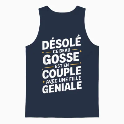 Funny Man Couple | Sorry This Handsome Kid Is in Couple Unisex Tank Top - Navy