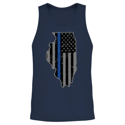 Illinois Police & Law Enforcement Thin Blue Line Unisex Tank Top - Navy