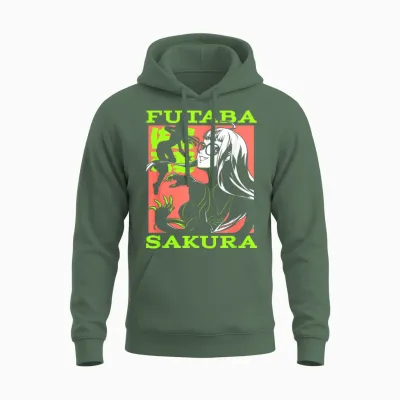 Persona 5 Futaba Sakura Manga Collage Rpg Video Game Unisex Hoodie - Military Green