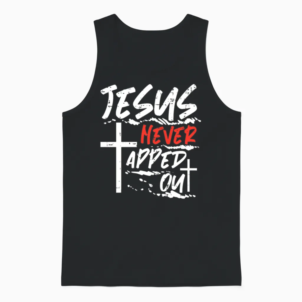 Wrestling Jesus Never Tapped Out Christian Unisex Tank Top in Black