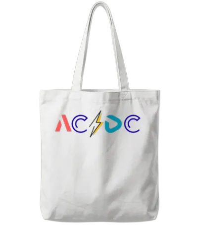Ac/dc Logo with Lightning Bolt on Men's Premium Tote Bags - White