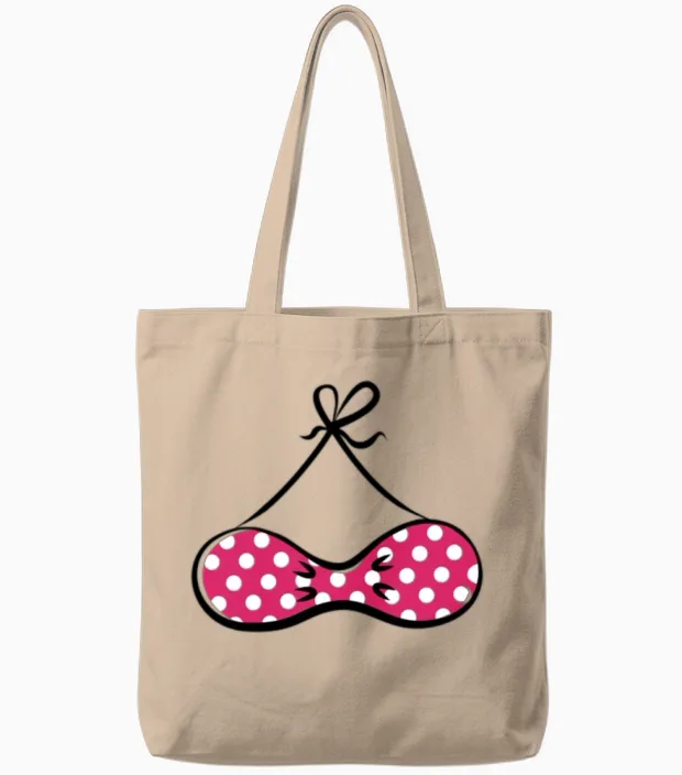 Bikini Shirt Funny Tote Bags in Natural