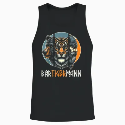 Bärtigermann Viking Beard Full Beard Tiger Man T-Shirt, Black Unisex Tank Top - Black
