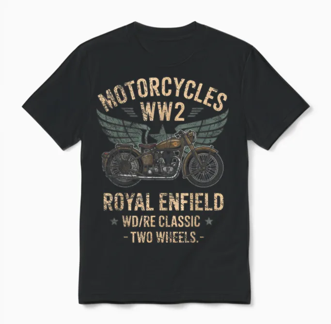 Royal Enfield Wd/re Classic Moto Ww2 Unisex T-Shirt in Black