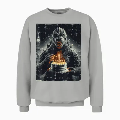 Japanese Monster Birthday Cake Funny Party Women Men Unisex Sweatshirt - Ash