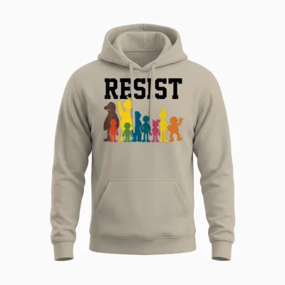 Save P.b.s Resist Rainbow Character Graphic Unisex Hoodie - Sand