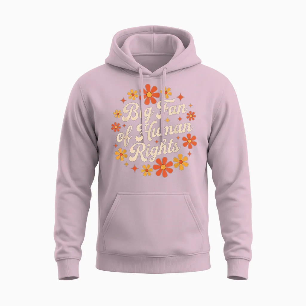 Retro Floral Big Fan of Human Rights Equality Activist Unisex Hoodie in Light Pink