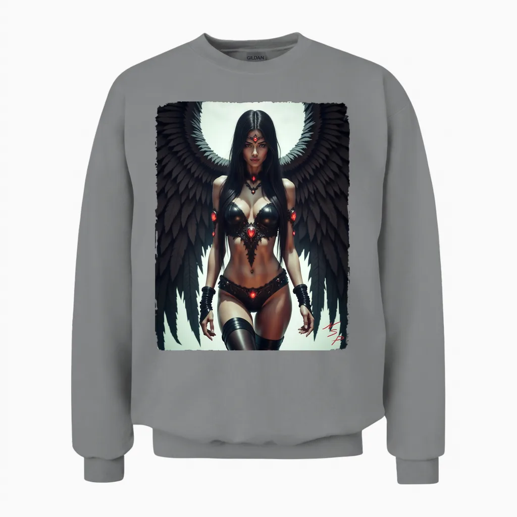 Sexy Angel Girl Over T-Shirt β Fallen Angel Bikini Pinup Girl Unisex Sweatshirt in Sport Grey