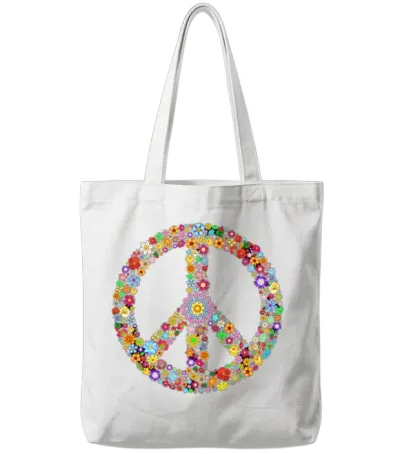 Peace Sign Peace Tote Bags - White