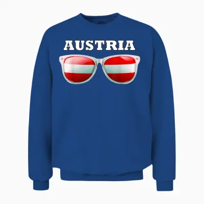 österreich Shirt Wappen Fahne Brille Herren & Damen Austria Unisex Sweatshirt - Royal