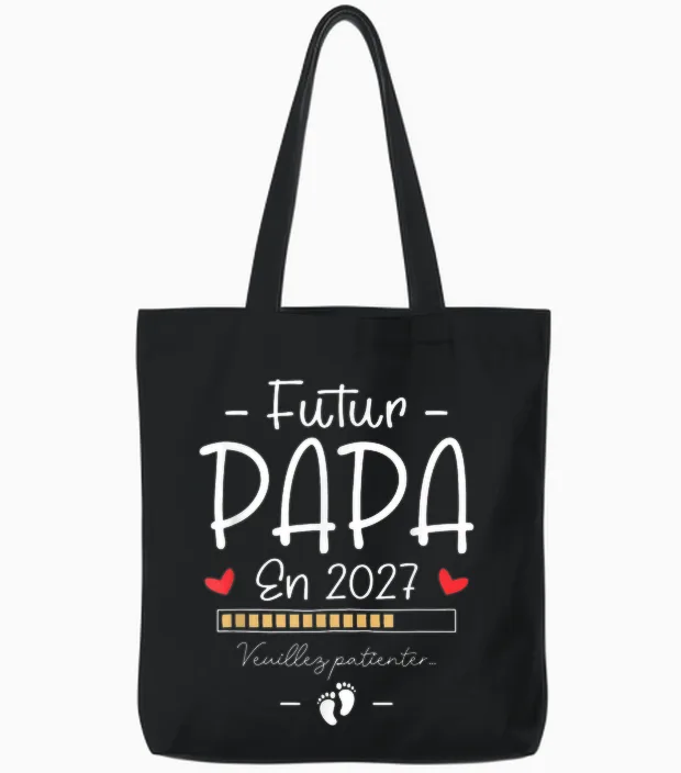 Annonce Grossesse Famille 1er Fois Papa - Futur Papa 2027 Tote Bags in Black