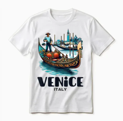 Souvenir of Venice T-Shirt, White, S Unisex T-Shirt in White