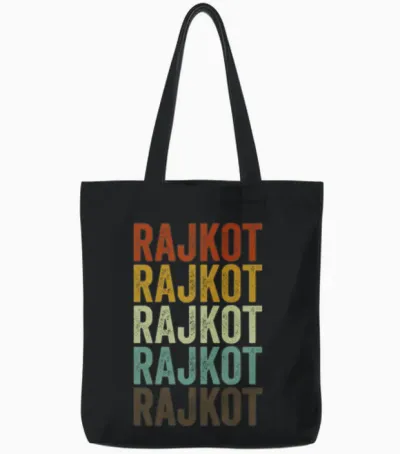 Rajkot India Retro Vintage Tote Bags - Black