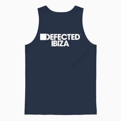 Defekter Weißer Ibiza-Druck Unisex Tank Top - Navy