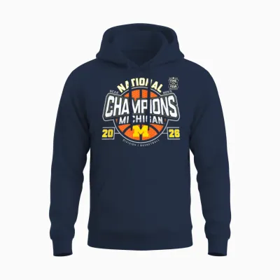 Michigan Wolverines National Champs 2026 Men's Basketball Unisex Hoodie - Navy