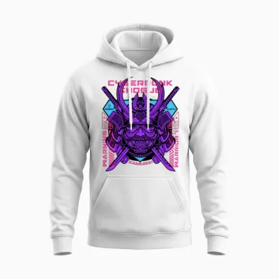 Cyberpunk Shogun Unisex Hoodie - White