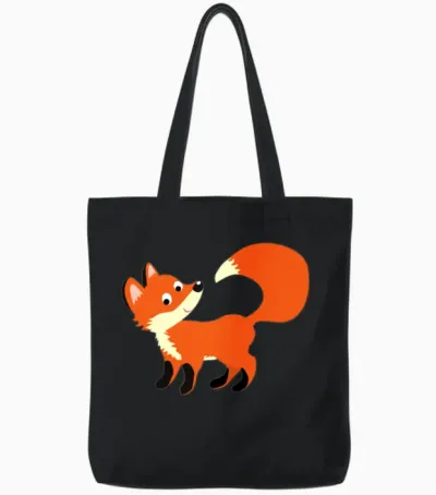 Smart Orange Fox in Simple Design Tote Bags - Black