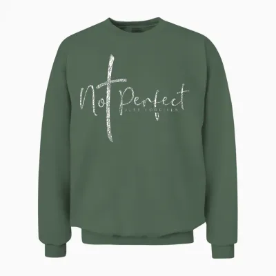 Christian Not Perfect Just Forgiven Men's and Women's T-Shirt, Black Unisex Sweatshirt - Military Green