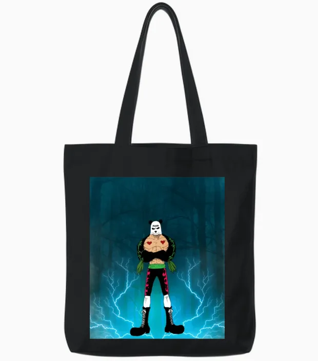 Panda Bear Men's Anime Vintage Gift Ideas Tote Bags in Black